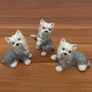 Lot of 3 Vintage DNC Fine Porcelain Yorkie Terrier Dog Figurines